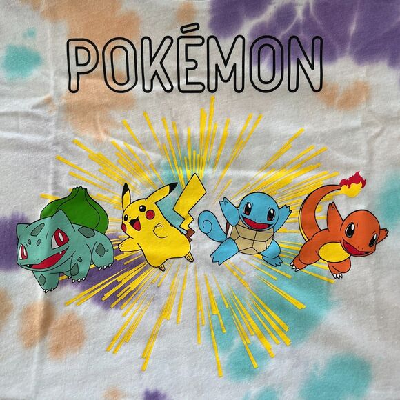 Pokemon Pikachu Tie Dye T-Shirt (Medium) Bulbasaur Squirtle Charmander NWT - Picture 2 of 4